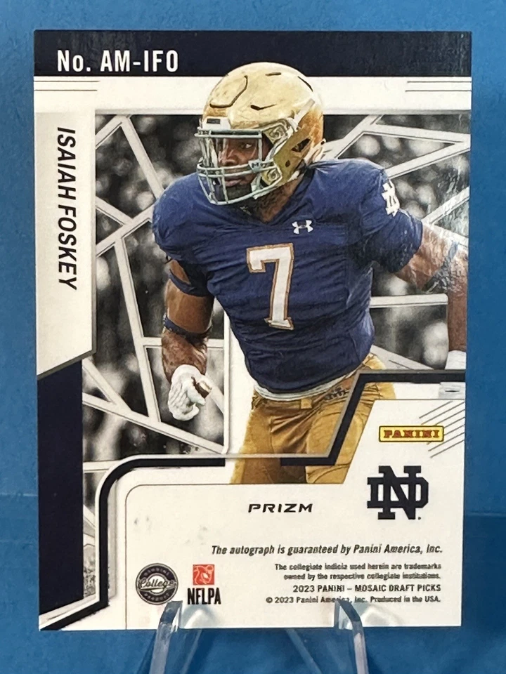 Isaiah Foskey 2023 Panini Mosaic Draft Picks Prizm RC Auto Notre Dame #AM-IF0 - Image 2 of 2