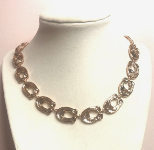 NWT COACH CHUNKY SIGNATURE C LINK CRYSTAL NECKLACE - ROSE GOLD $255