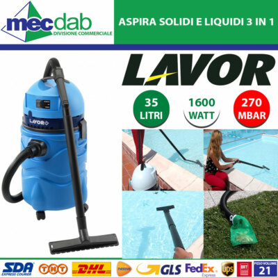 lava e aspira liquidi Aspiraliquidi e Solidi Per Piscina e Garage 1600W 35L 270 MBAR Lavor Swimmy  3in1