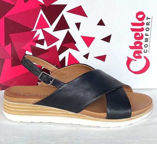 Sandalias Cabello Comfort Cuero Suave Cuña Baja Zapatos Cabello Priya Tostado Negro - Imagen 6 de 10