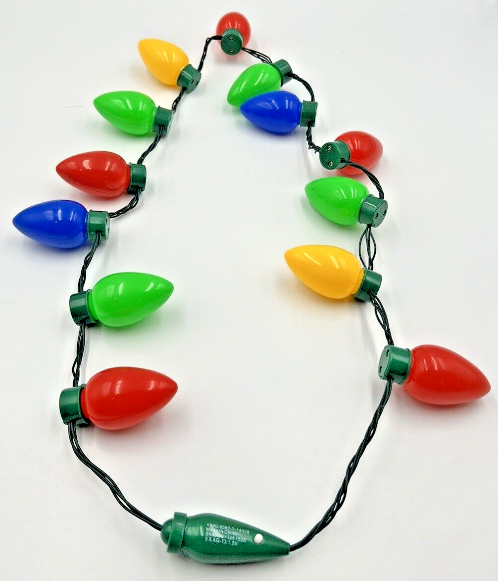 Christmas Light Up Bulb Necklace, Ugly Sweater Party Favor, 6 Blinking
