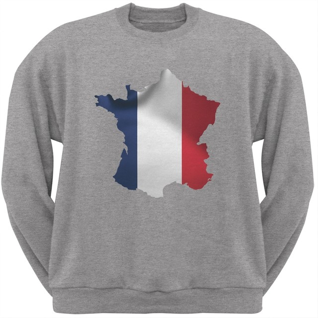 France Flag Heather Grey Adult Crew Neck Sweatshirt eBay