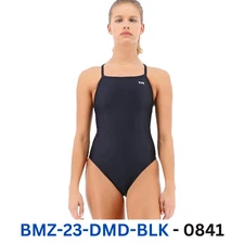 TYR Sport Girls' Solid Durafast Diamondback Swim Suit (Black, 26)