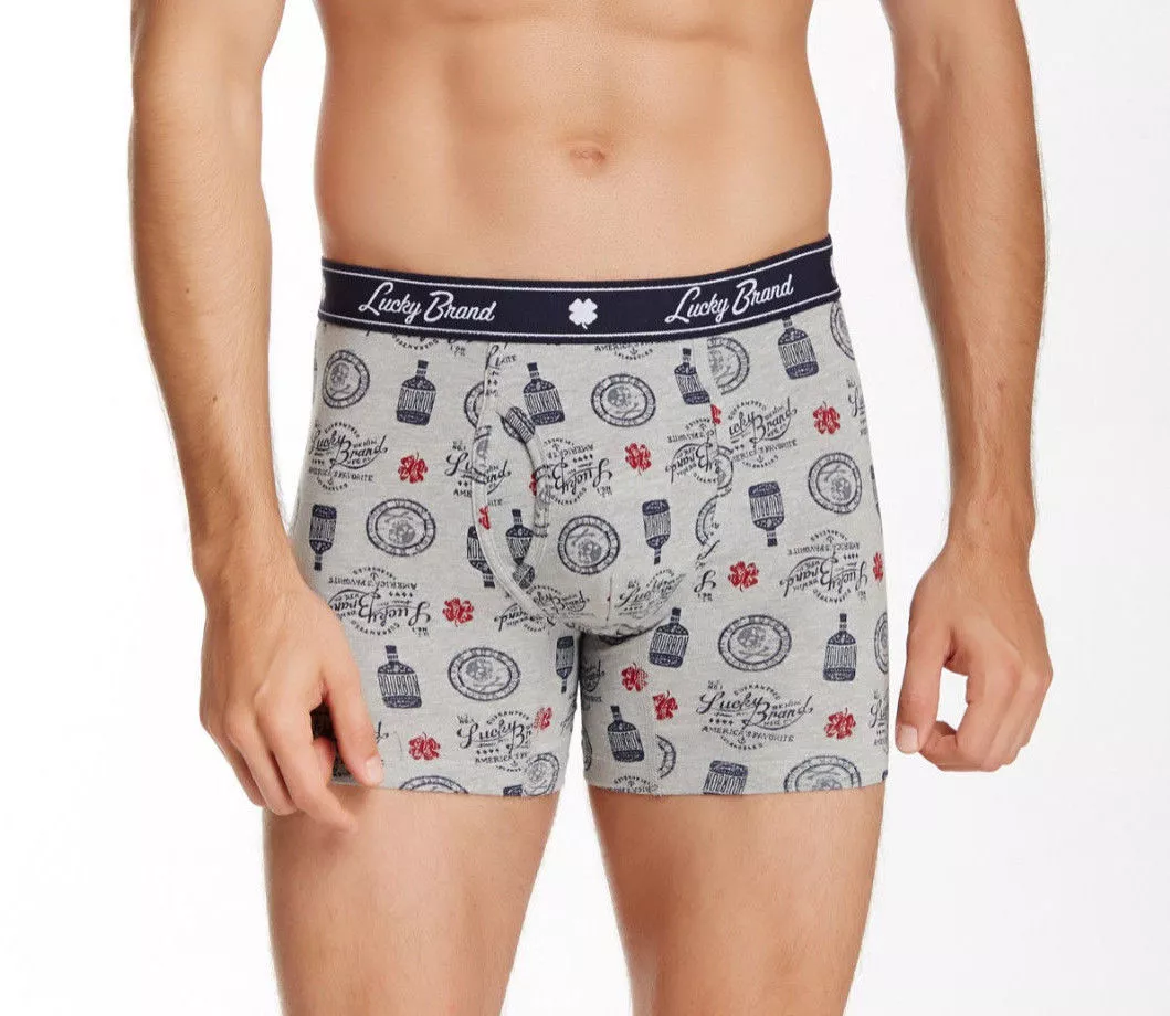 NEW Lucky Brand UNDERWEAR BOXER BRIEFS MENS S Grey Bourbon $21 Retail