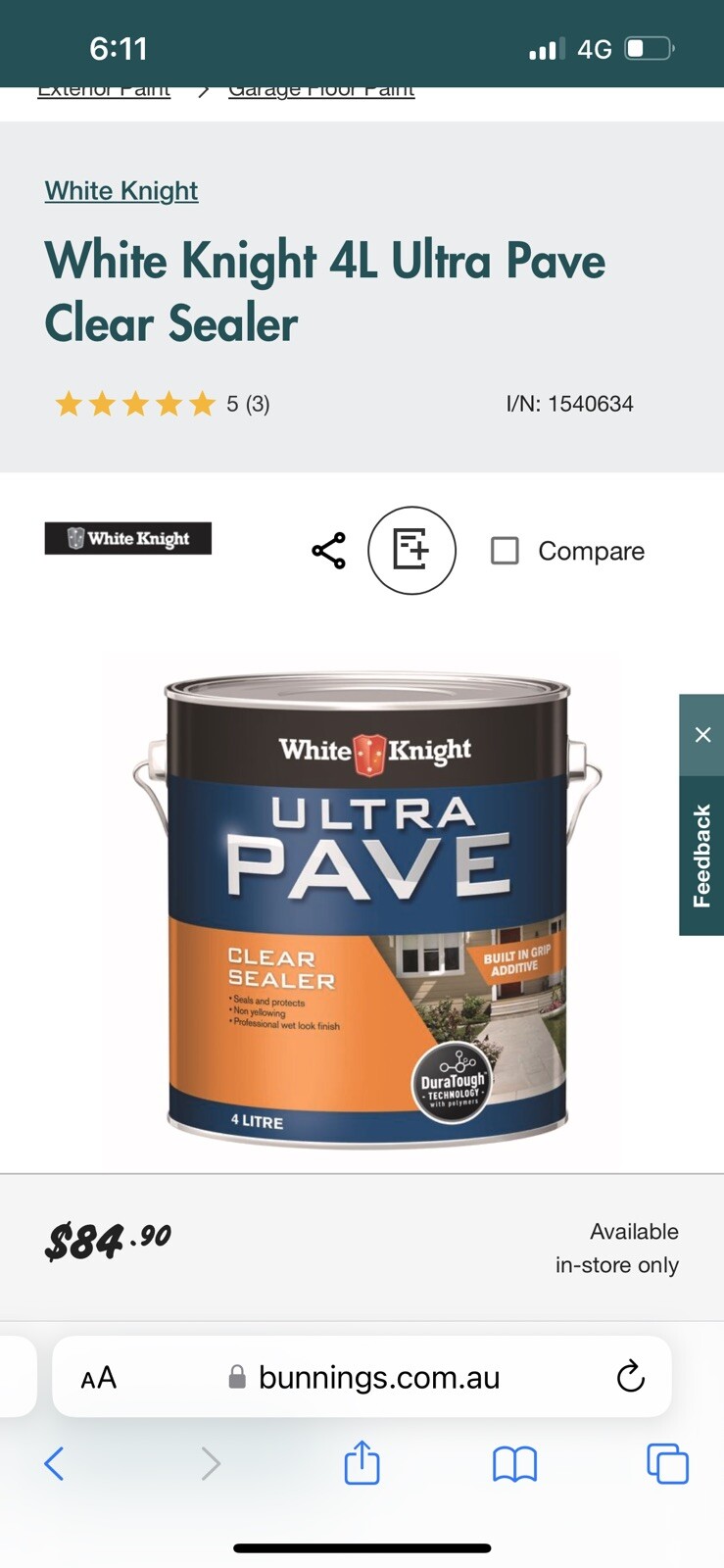 White Knight Ultra Pave Clear Sealer 4 litres with built in grip additive eBay