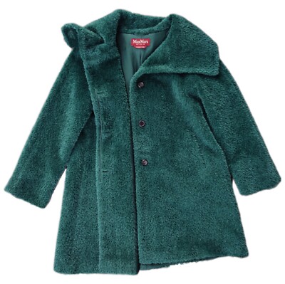 Max Mara Studio Green Alpaca / Wool Textured Women's Coat Size M - L US 10 IT 44