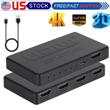 HDMI Splitter 4K UHD HD 1080P 4-Port Repeater Splitter Amplifier 1x4 1 In 4 Out