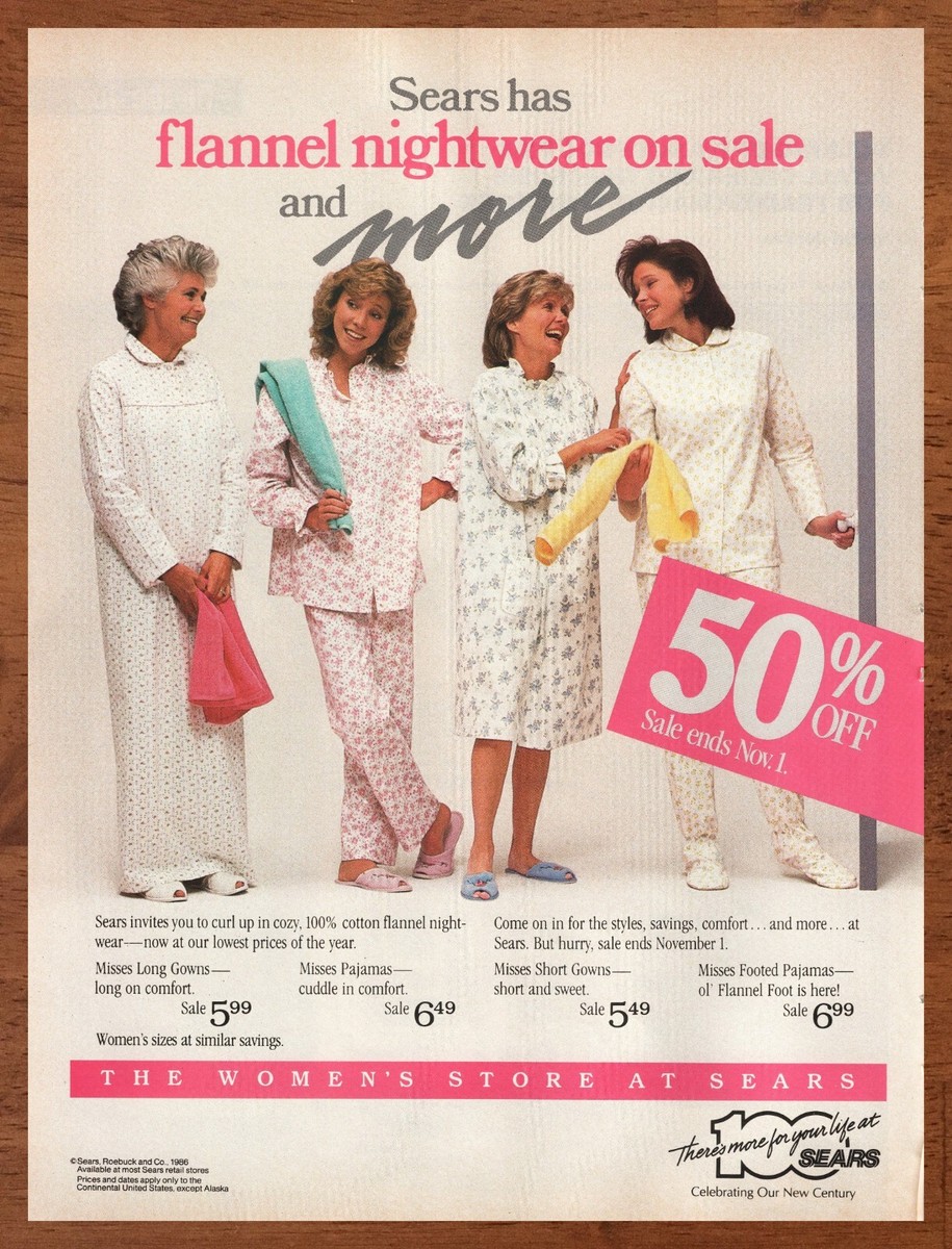 1986 Sears Women's Store Vintage Print Ad/Poster Pajamas 80s Style