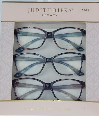 JUDITH RIPKA DESIGNER 3 PAIR PREMIUM READING GLASSES READERS +1.50+2.00+2.50 NEW