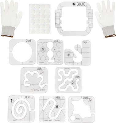 13 Pcs Quilting Template Set Includes 8 Quilting Templates, Quilting Frame/Glove