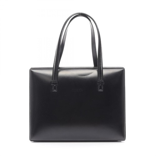 Loewe Leather Handbag Black Women Used Authentic