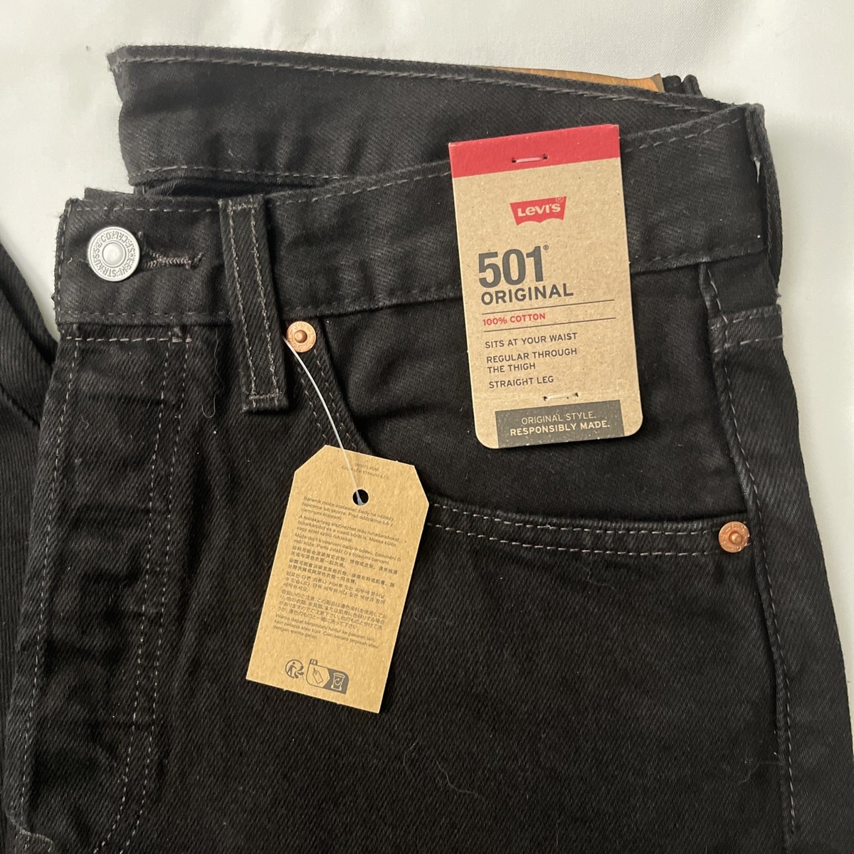 Levis 501 Jeans Black Size 32 X 30 Mens Original Button Fly
