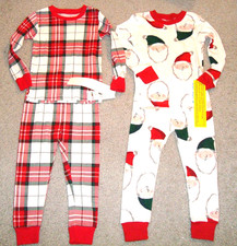 NWTs Carter's Toddler Girls LOT of 2 Pajama Sets: Red Plaid  Christmas Santas
