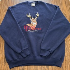 Ducks Unlimited Sweatshirt Mens XL Vintage 90s Graphic Hunting Deer Art