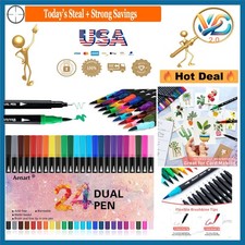 24-Color Dual Tip Brush  Fine Point Markers for Adult Coloring Drawing