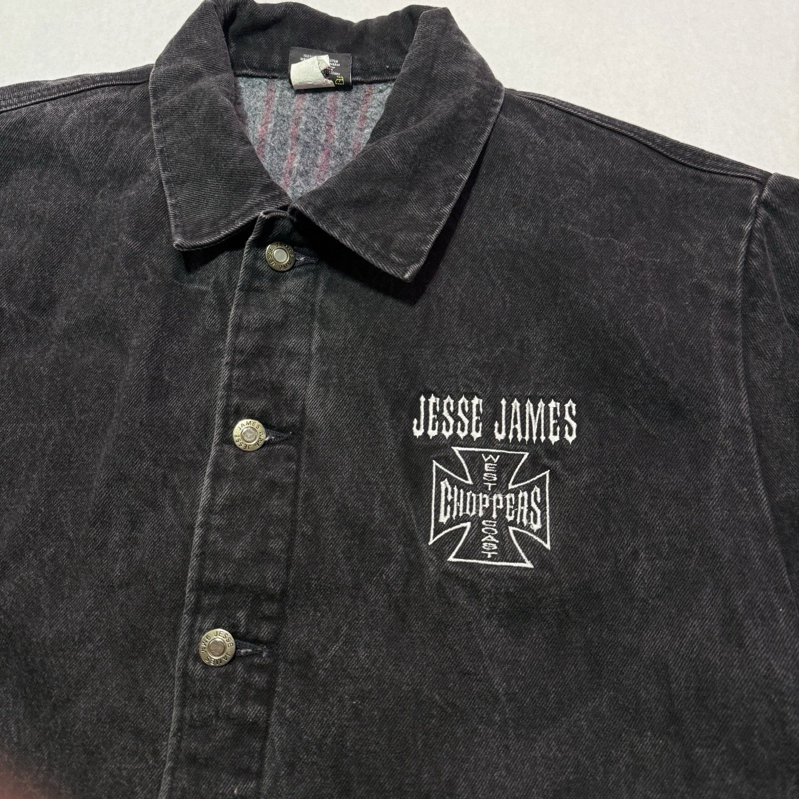 Vintage West Coast Choppers Chore Work Jacket Embroidered Medium Long Beach CA image 8