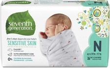 Seventh Generation Baby Diapers Size 0 Newborn Sensitive Skin Animal Prints 36ct