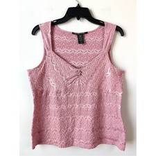 Pierre Cardin Y2K Lace Tank Top Dusty Pink XL