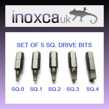 SET 5 SQUARE DRIVE BITS CR-V X 25mm S0 S1 S2 S3 S4 SQ.0 SQ.1 SQ.2 SQ.3 SQ.4
