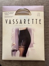 VINTAGE VASSARETTE Longline Shaper V-Panel Tummy Control PANTHOSE Size Long Nude