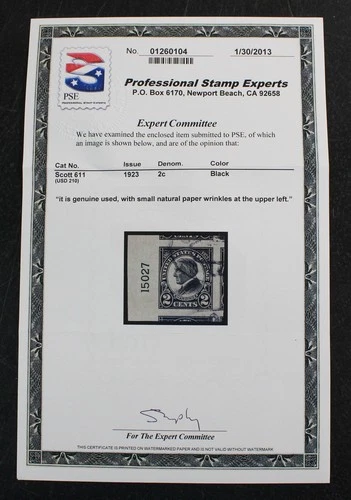 CKStamps: US Stamps Collection Scott#611 Used PSE Cert