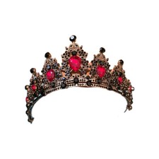 Vintage Baroque Goth Black Red Tiara Crown Princess Queen bridal diadem