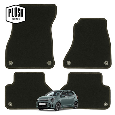 Car Mats for Kia Picanto 2017-Present Custom Fit Black Floor Mat Set Tailored