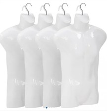 NIB Set of 4 Hanging Mannequin Man's Shirt T Torso Forms Fits S - L Male White