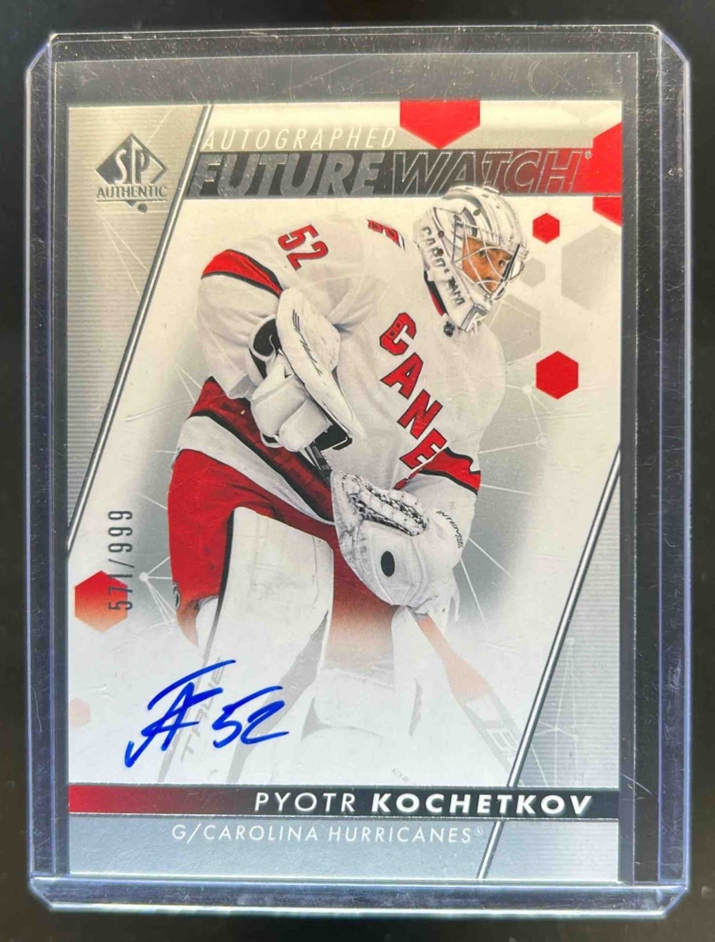 2022-23 SP Authentic Pyotr Kochetkov Auto RC Future Watch #571/999 Hurricanes