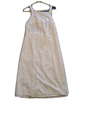 Asos Broderie Midi Dress Sz 6 Eyelet Floral Open Back Adjustable Buckle White