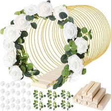 15 Pcs Metal Floral Centerpiece Table Decorations Hoop Centerpiece with Stand...