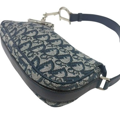Christian Dior Vintage CD Logo Trotter Monogram Shoulder Bag Dark