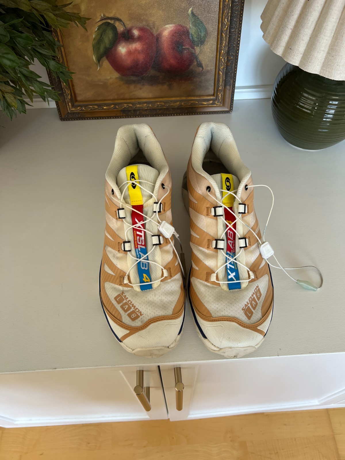 ? Salomon XT 4 OG Taffy Vanilla Ice Blue Print Sneakers L472997 Size 10.5 US