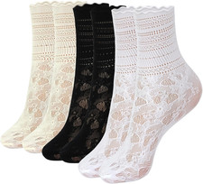 Ruffle Crew Socks Women, Frilly Socks, Girly Scalloped Lettuce