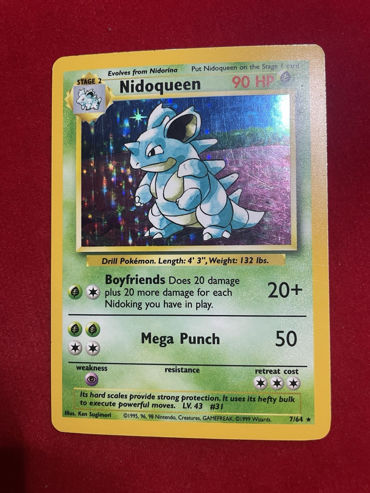 Pokemon Nidoqueen 7/64 Jungle Holofoil No Symbol Misprint Moderately Played