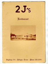 2 J's Restaurant Menu Highway 774 Refugio Texas Quail