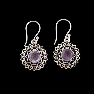 Damen Ohrringe Ohrhänger aus Sterlingsilber mit natürlichem Iolith Edelstein
