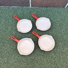 Rare Set Of 4 Griswold Cast Iron #0 Skillet in Red and Cream Enamel - EXCELLENT