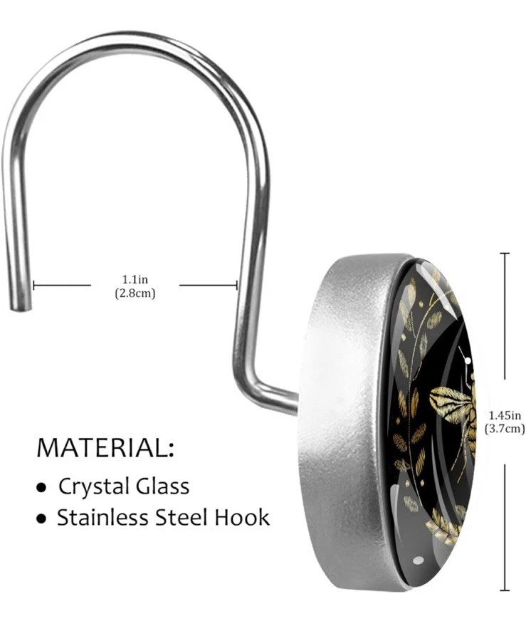 12 Ganchos para Cortina de Ducha Diseño Abeja - Anillos para Cortina Decorativos 🐝 Foto 3 de 4