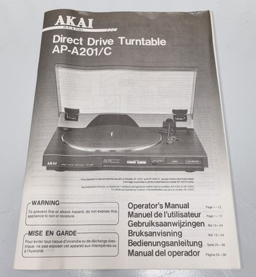 Akai AP-A201/C Turntable Plattenspieler - Bedienungsanleitung - Deutsch