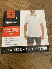 Kirkland Mens Crew Neck T-Shirt 6-Pack Medium White Cotton