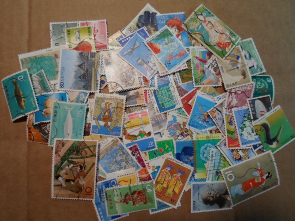 Collection lot 100 different large stamps of Japan