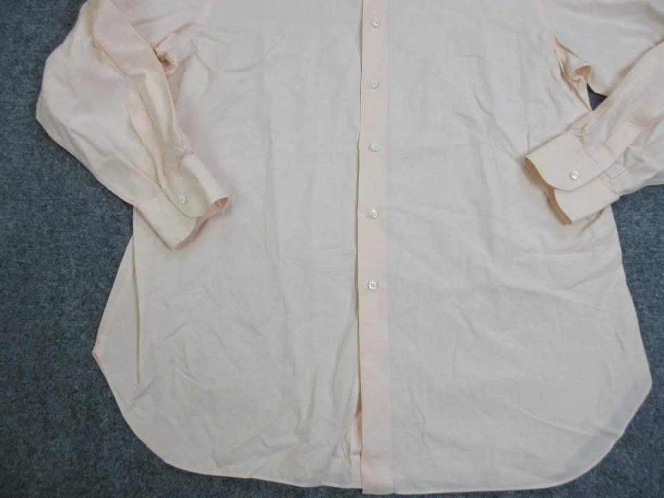 Brioni Shirt Mens Large Peach Button Up Linen Blend Neiman Marcus Italy Dress - Image 2 of 4