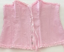 Women s Pretty Pink Floral Ribbon Corset Bustier Cosplay 6xl