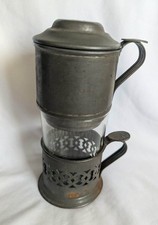 Antiker Kaffeebereiter Set Podstakannik mit Glaseinsatz & Metallfilter &ndash; Vintage