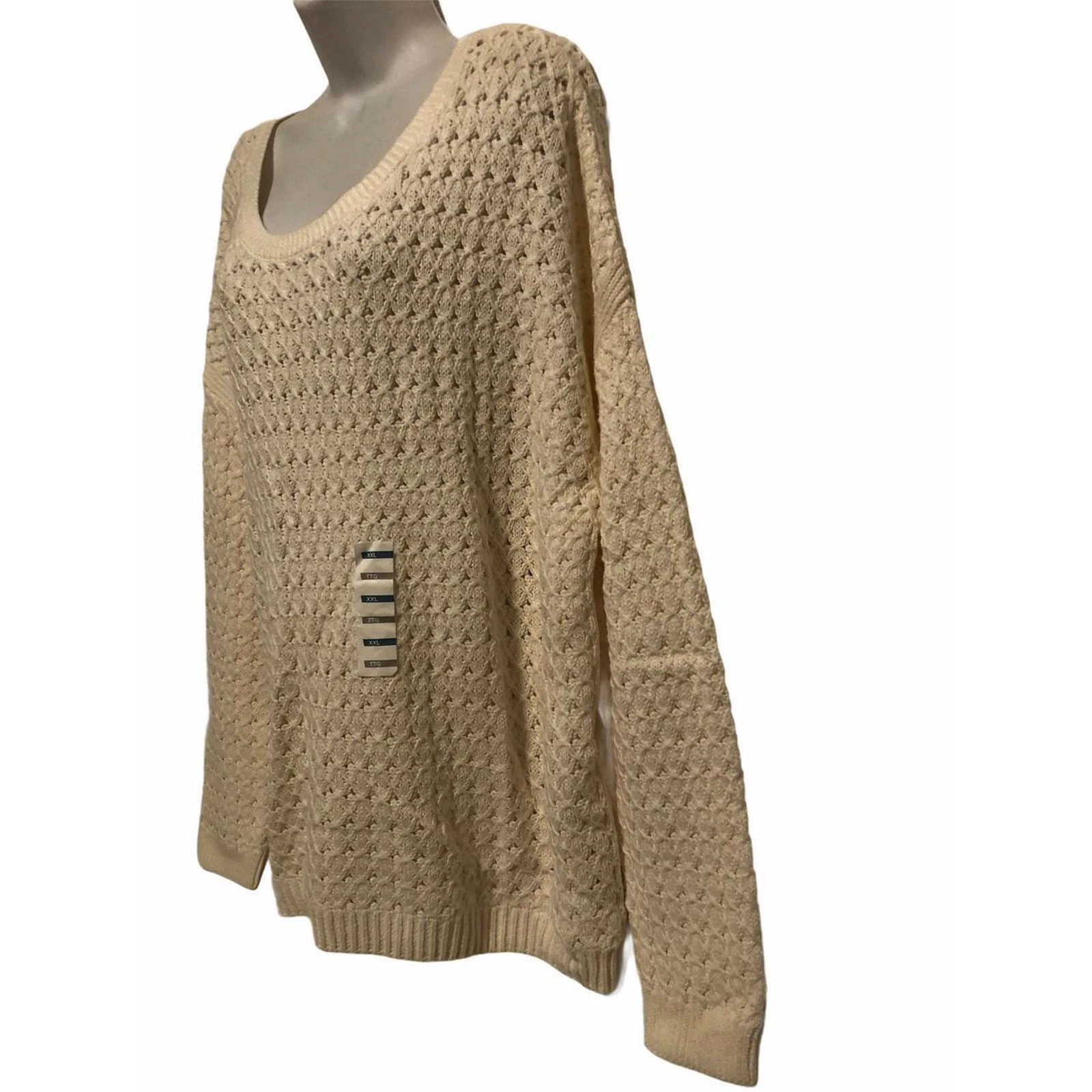 OFF WHITE Felpa donna Oldy Navyie tagli for XXLlia maglia grossa bianco spor ciaoa!