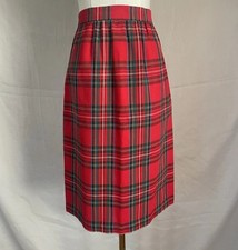Vintage 60s Tartan Skirt Handmade Size 2 XS Red Plaid Holiday Christmas Party