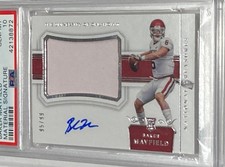 2018 Baker Mayfield National Treasures Collegiate Material Signature /99 PSA 10