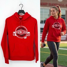 University of Wisconsin Women  s M Badgers Collegiate Pullover Hoodie Red