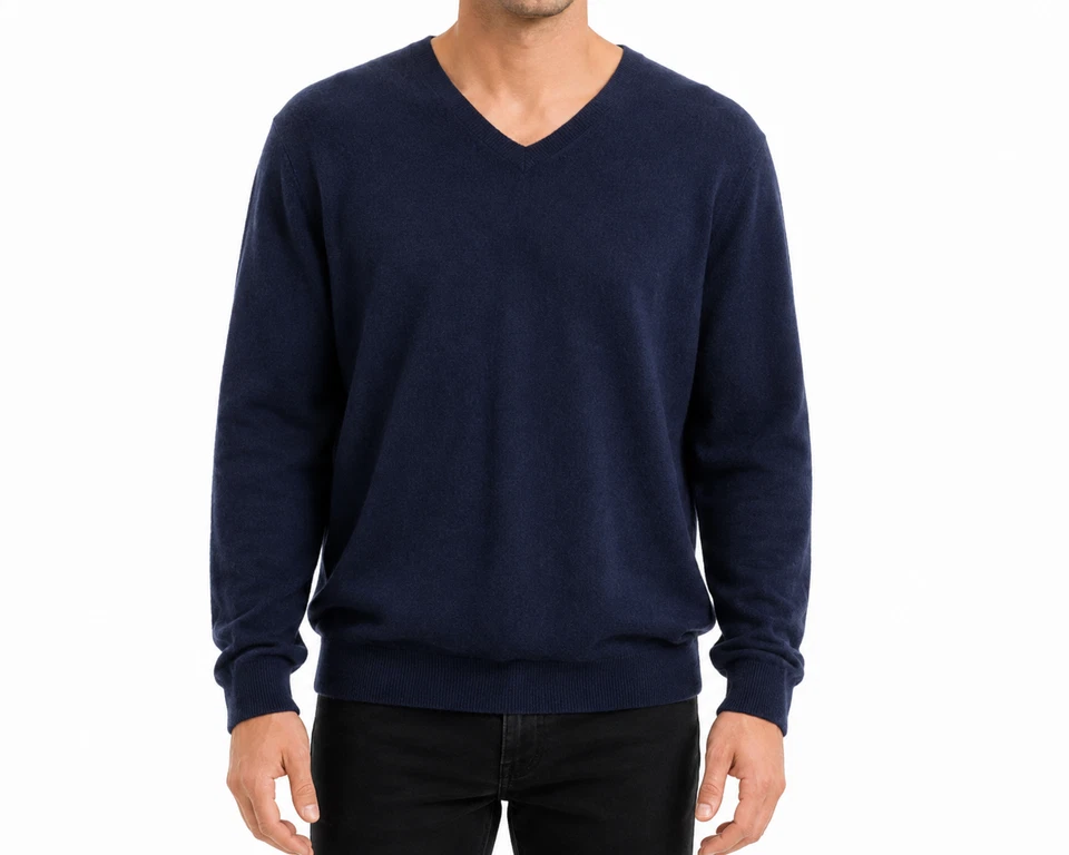 Eddie Bauer Kaschmir Pullover Herren M Navy V-Ausschnitt Cashmere Strickpullover - Bild 1 von 4